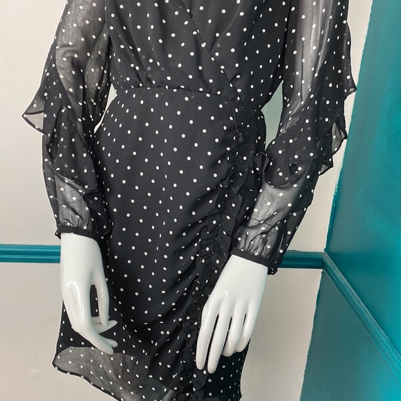 Rachel Roy polka dot dress with sheer sleeves a ruffle detail. - Picture 2 of 7
